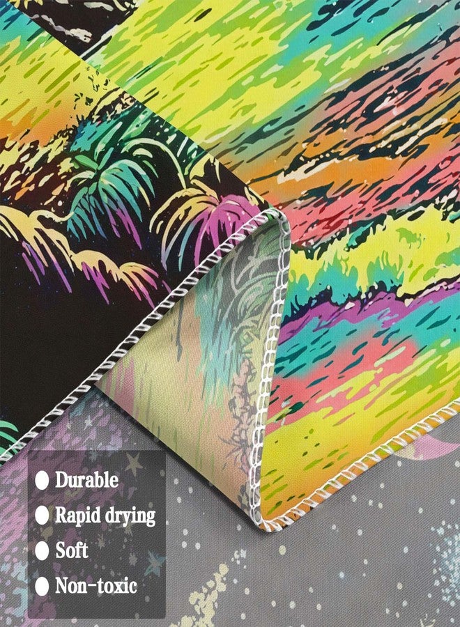 Lifeella Blacklight Landscape Tapestry, Glow in the dark UV Reactive Beach Lake Wall Decor, Aesthetic Palm Tree Art for Bedroom Living Room, 36x48 inches - Image 4